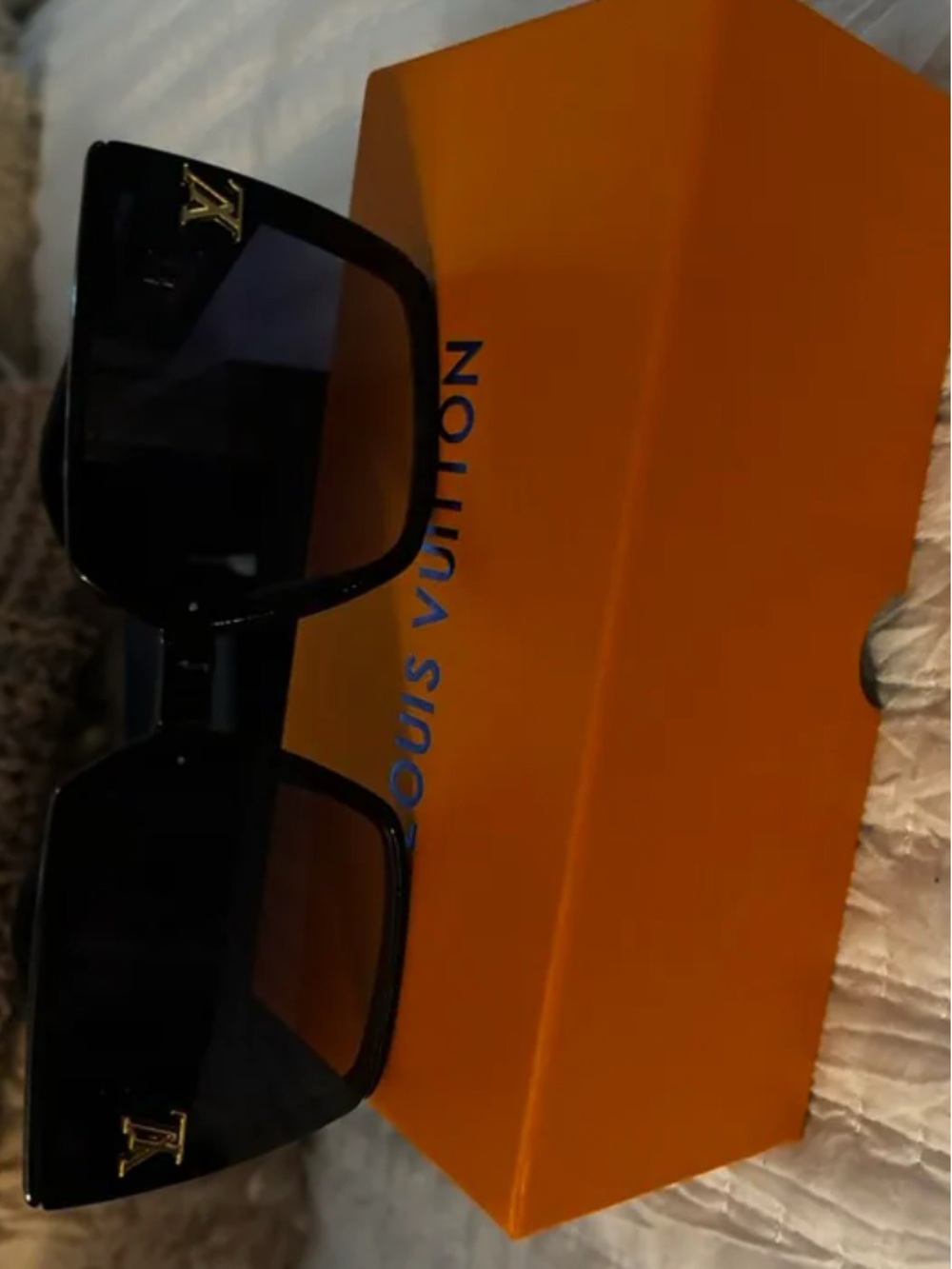 Louis Vuitton Black Sunglasses with Gold LV Accents